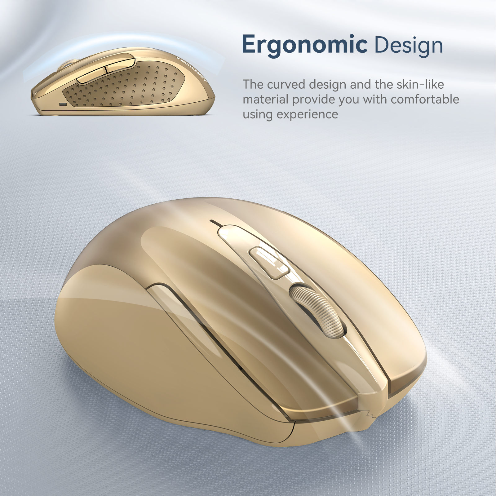 TECKNET Wireless Mouse, 2.4G Ergonomic Optical Mouse, Computer Mouse for Laptop, PC, Computer, Chromebook, Notebook, 6 Buttons, 24 Months Battery Life, 4000 DPI, 6 Adjustment Levels