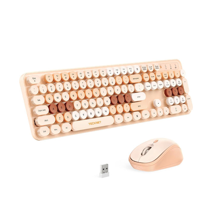 TECKNET Colorful Wireless Keyboard and Mouse Combo