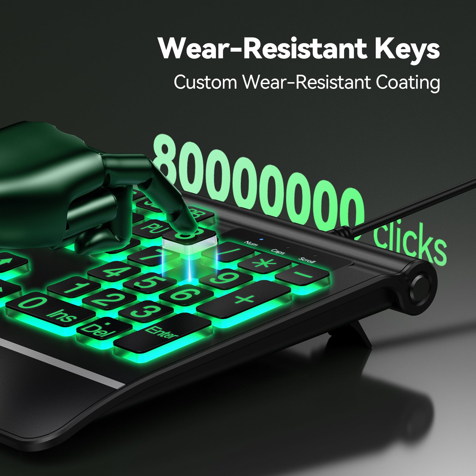TECKNET Large Print Backlit Keyboard, Wired USB-A Computer Keyboard with Wrist Rest, 7-Color Backlit, Oversized Letter Keys Easy to See, Plug-and-Play, Silent, LED Compatible for Windows/PC/Laptop
