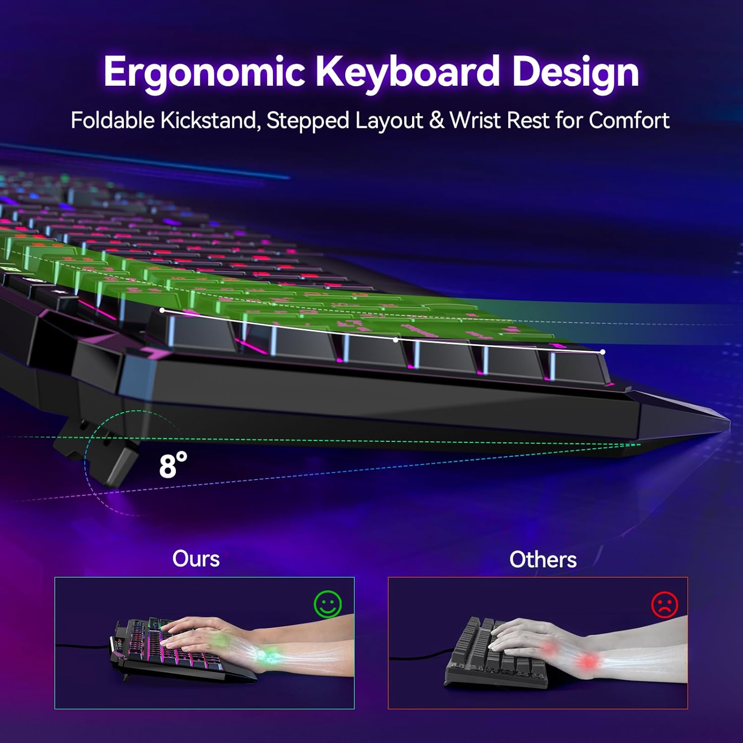TECKNET Wired RGB Gaming Keyboard - 26-Key Anti-Ghosting