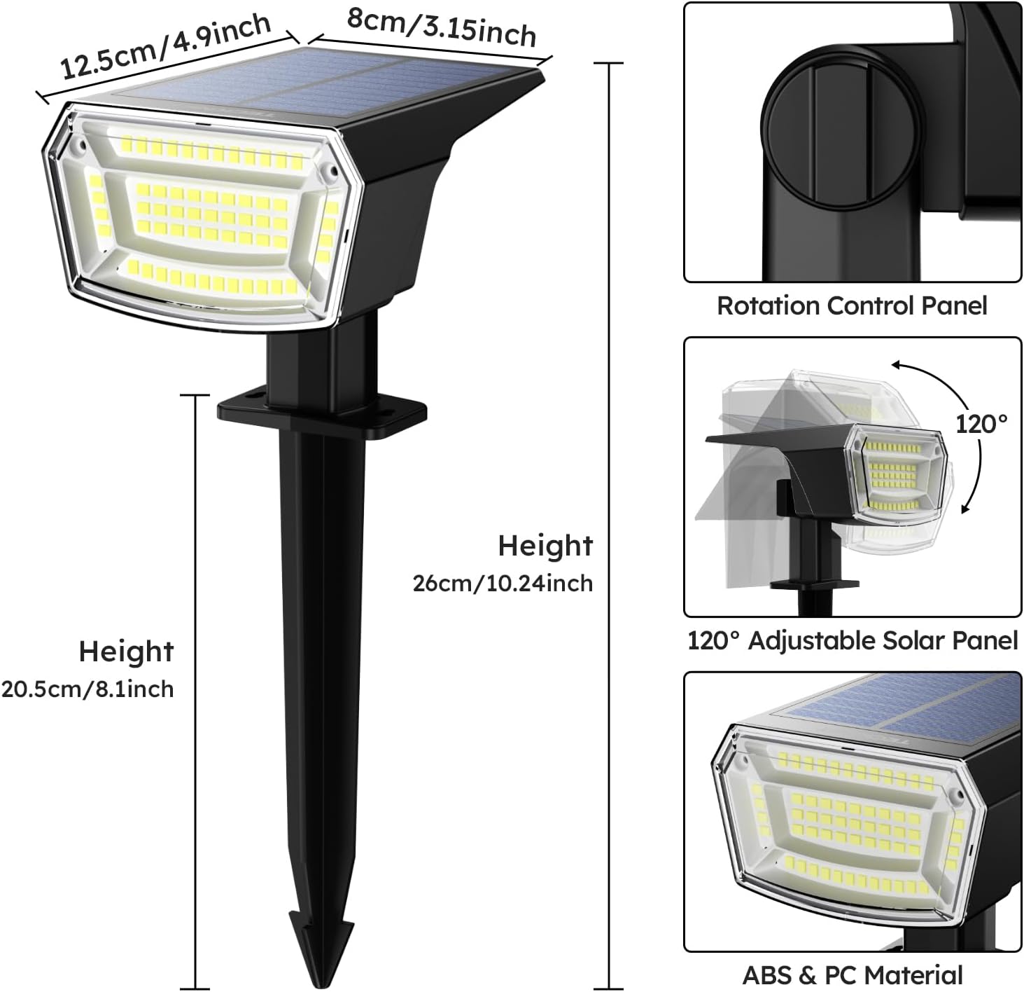 TECKNET Solar Spot Lights Outdoor 59 LEDs