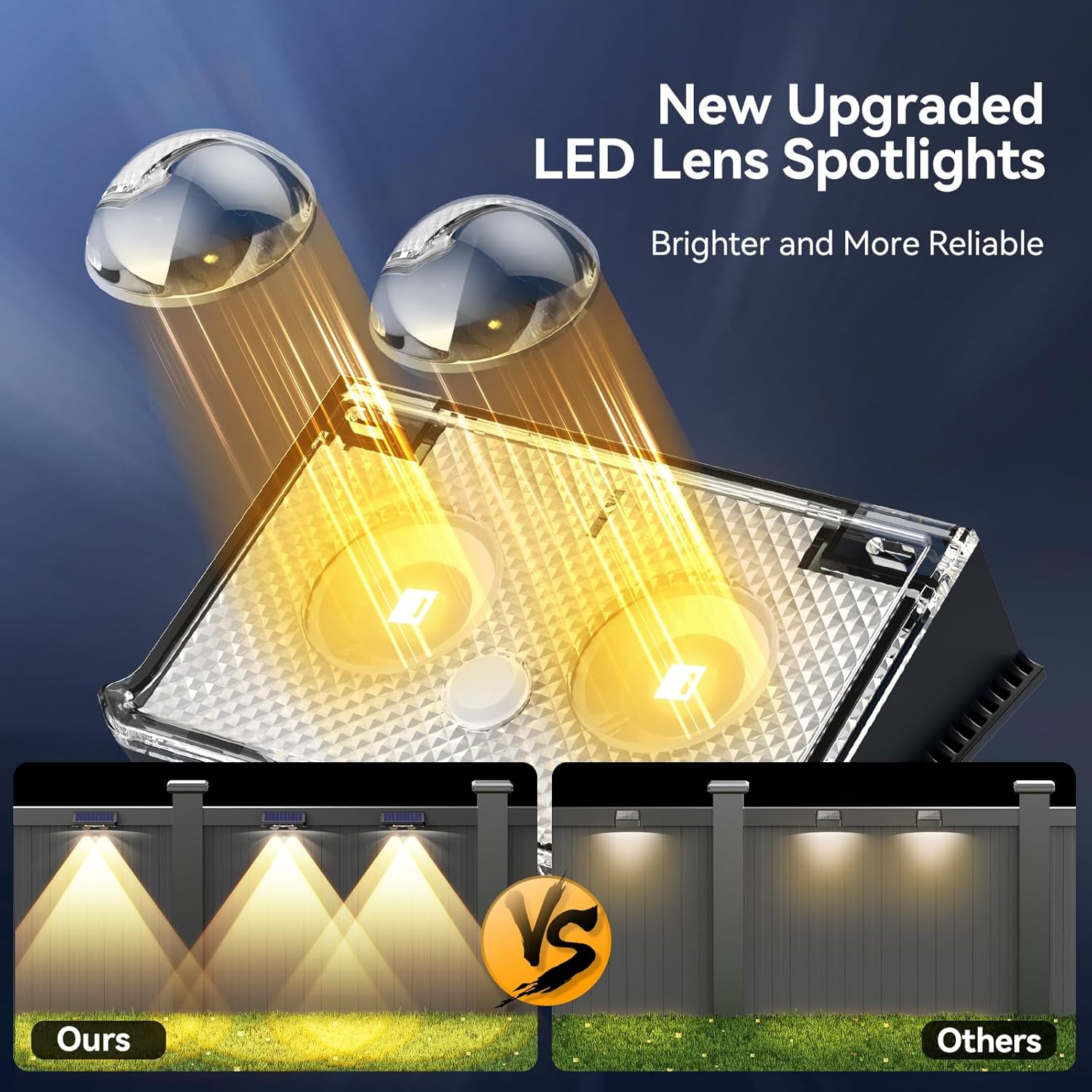 TECKNET Solar Fence Lights Outdoor 3 Modes 3500K/4500K/6500K