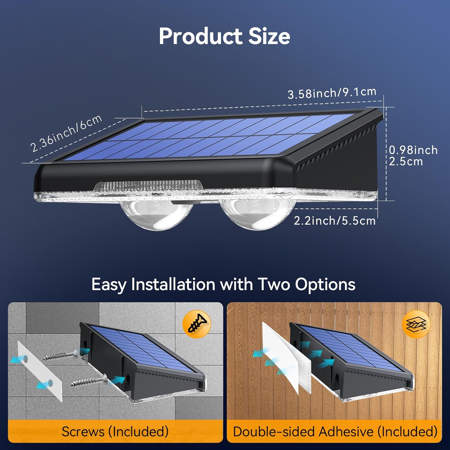 TECKNET Solar Fence Lights Outdoor