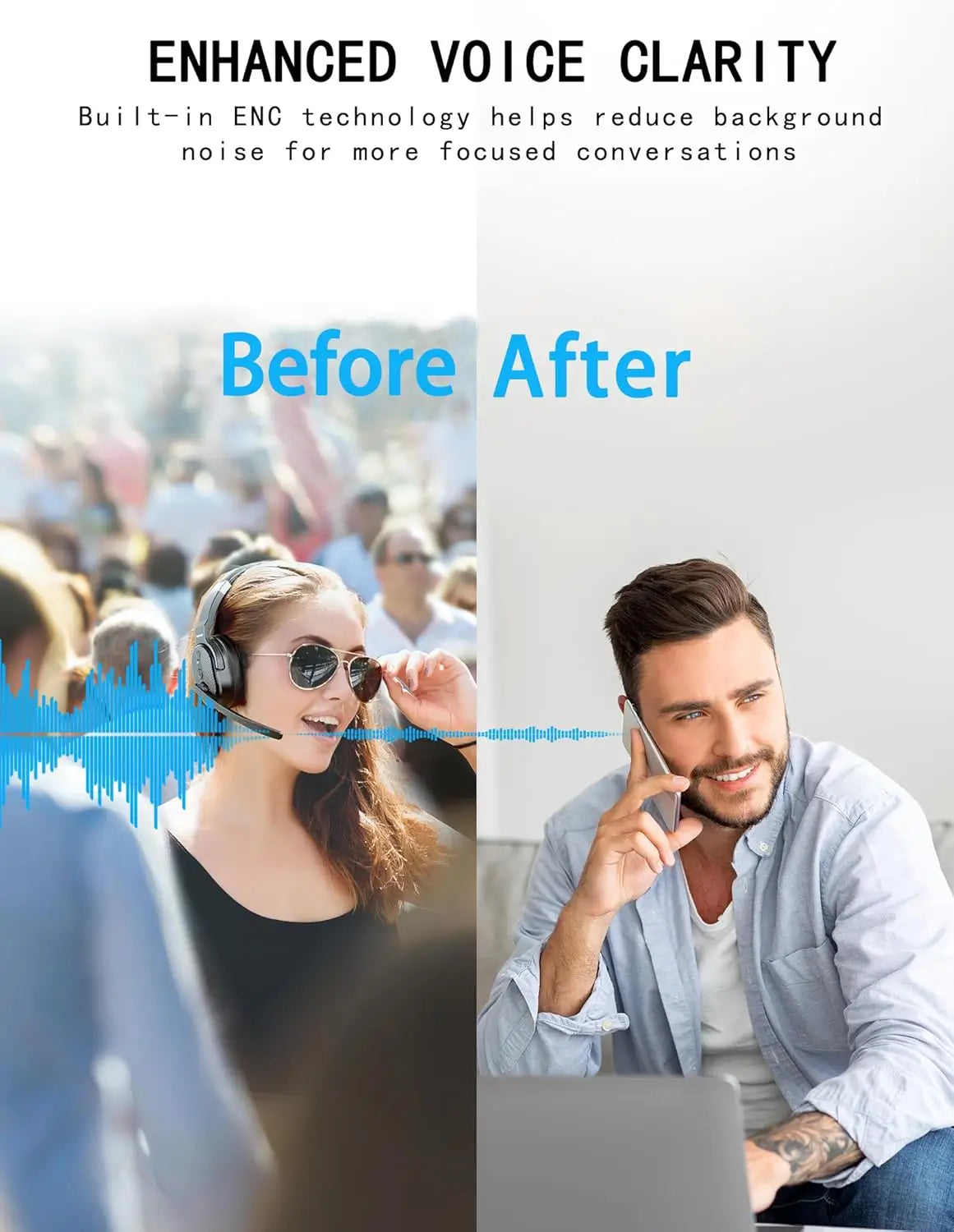 TECKNET Single and Dual Ear Bluetooth Trucker Headset