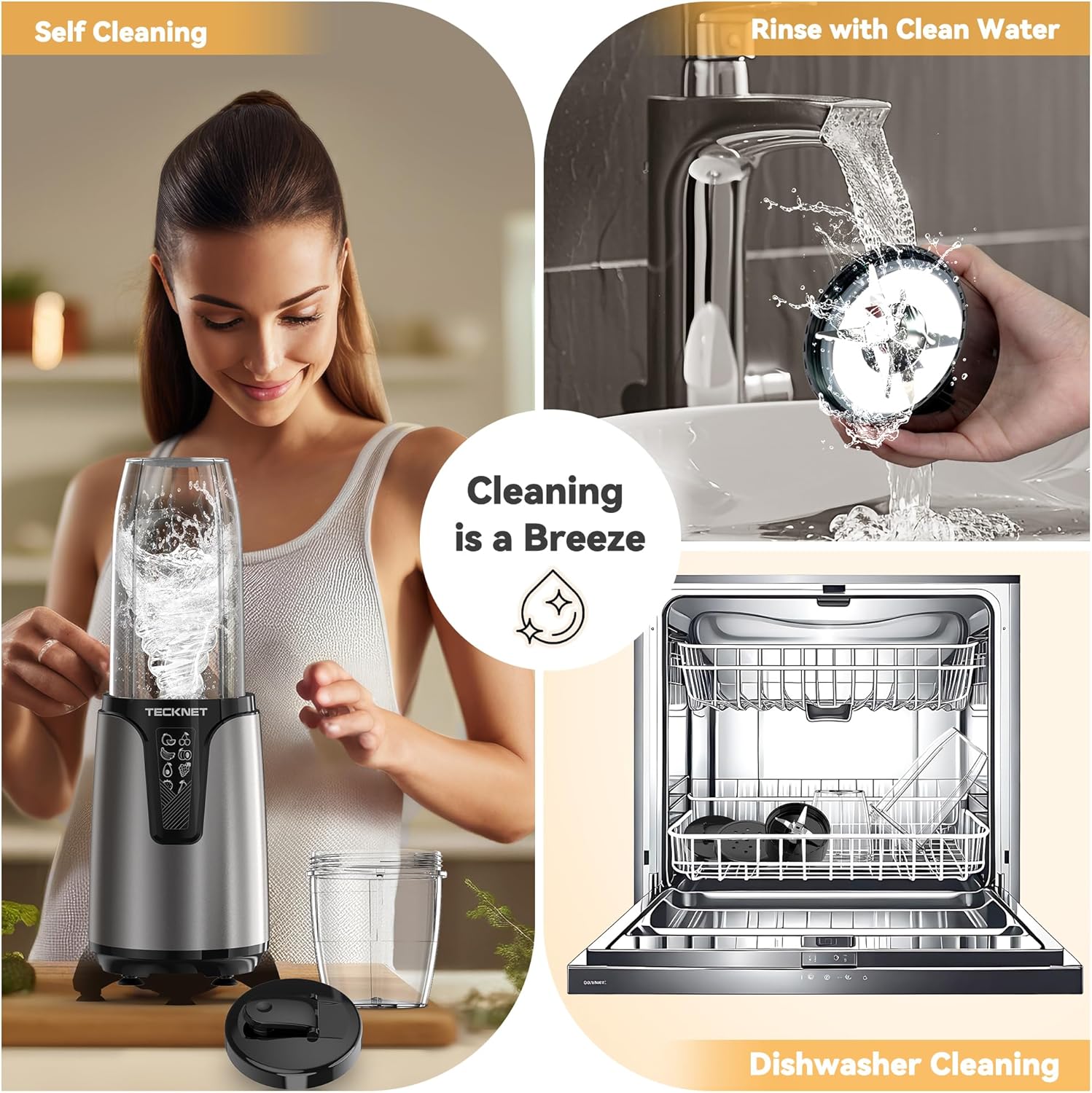 TECKNET 1000W Bullet Blender with 2 BPA-Free Cup