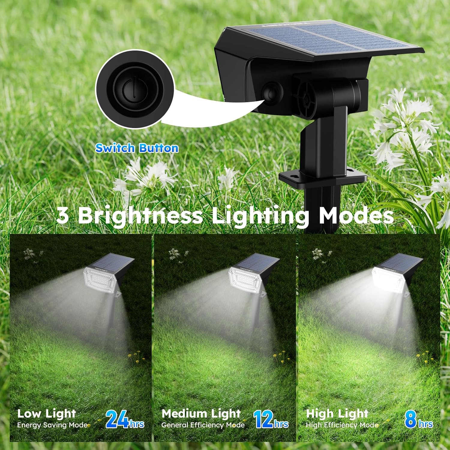 TECKNET Solar Spot Lights Outdoor 59 LEDs
