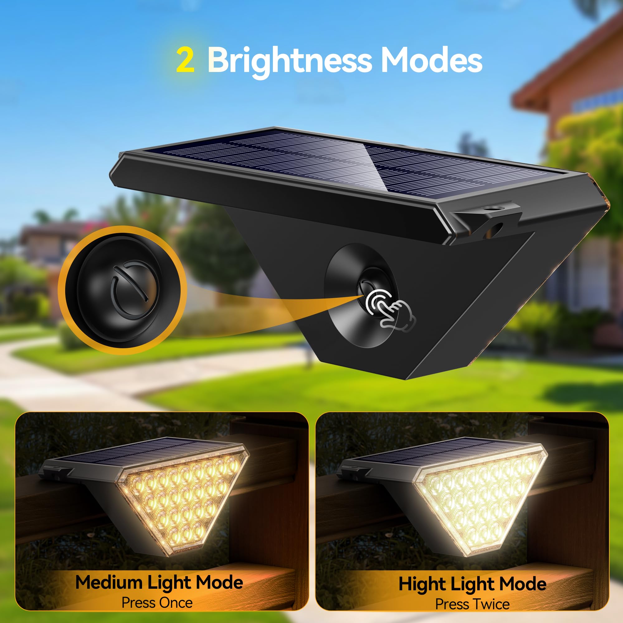 TECKNET Solar Step Lights for Outside, 2 Modes Brightness Adjustable