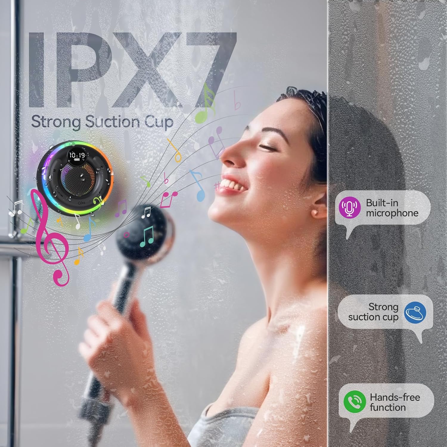 TECKNET Bluetooth Shower Speaker, IPX7 Waterproof
