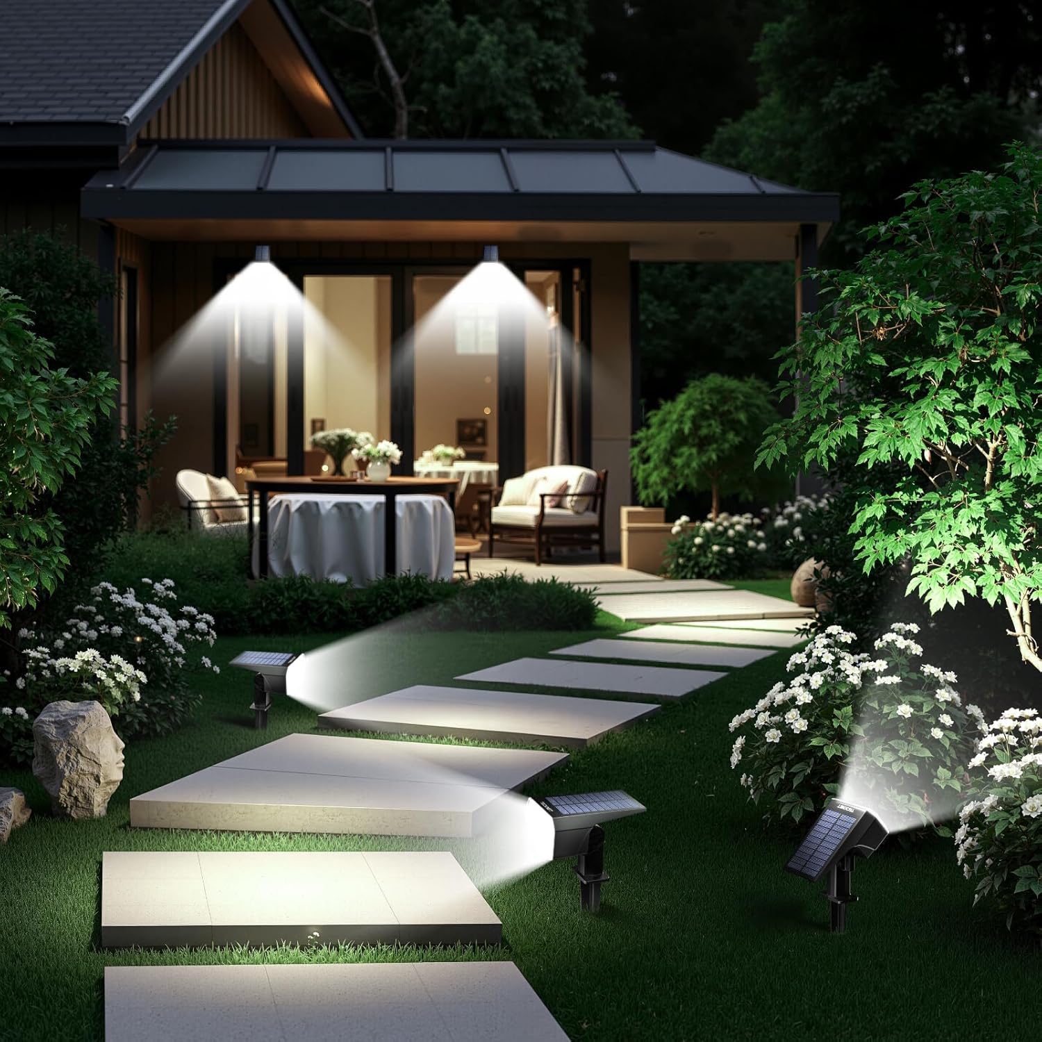 TECKNET Solar Spot Lights Outdoor 59 LEDs
