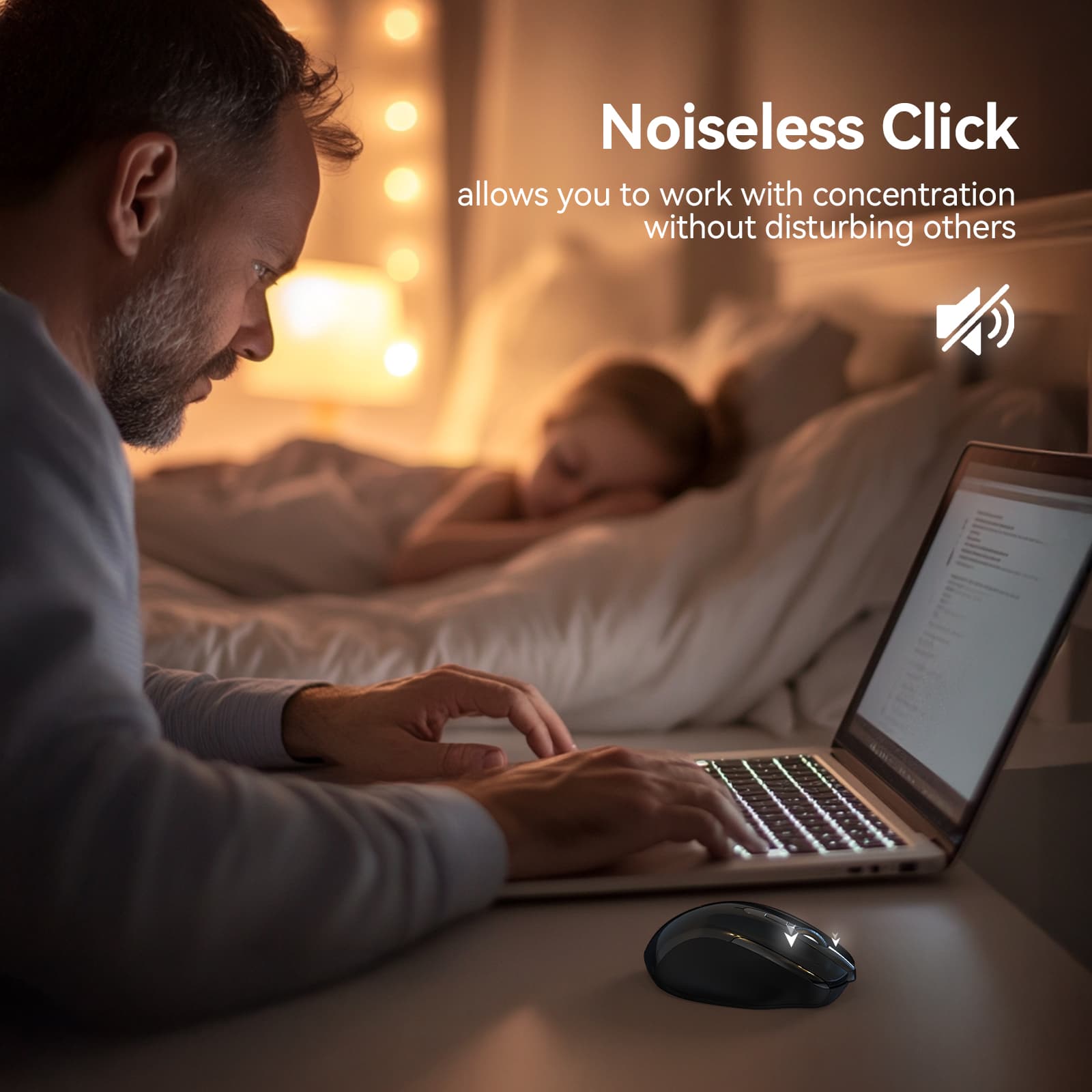 TECKNET Rechargeable Jiggler Wireless Mouse (BT5.0/3.0 & 2.4G) 4800 DPI Silent USB A & Bluetooth Mouse 6 Buttons