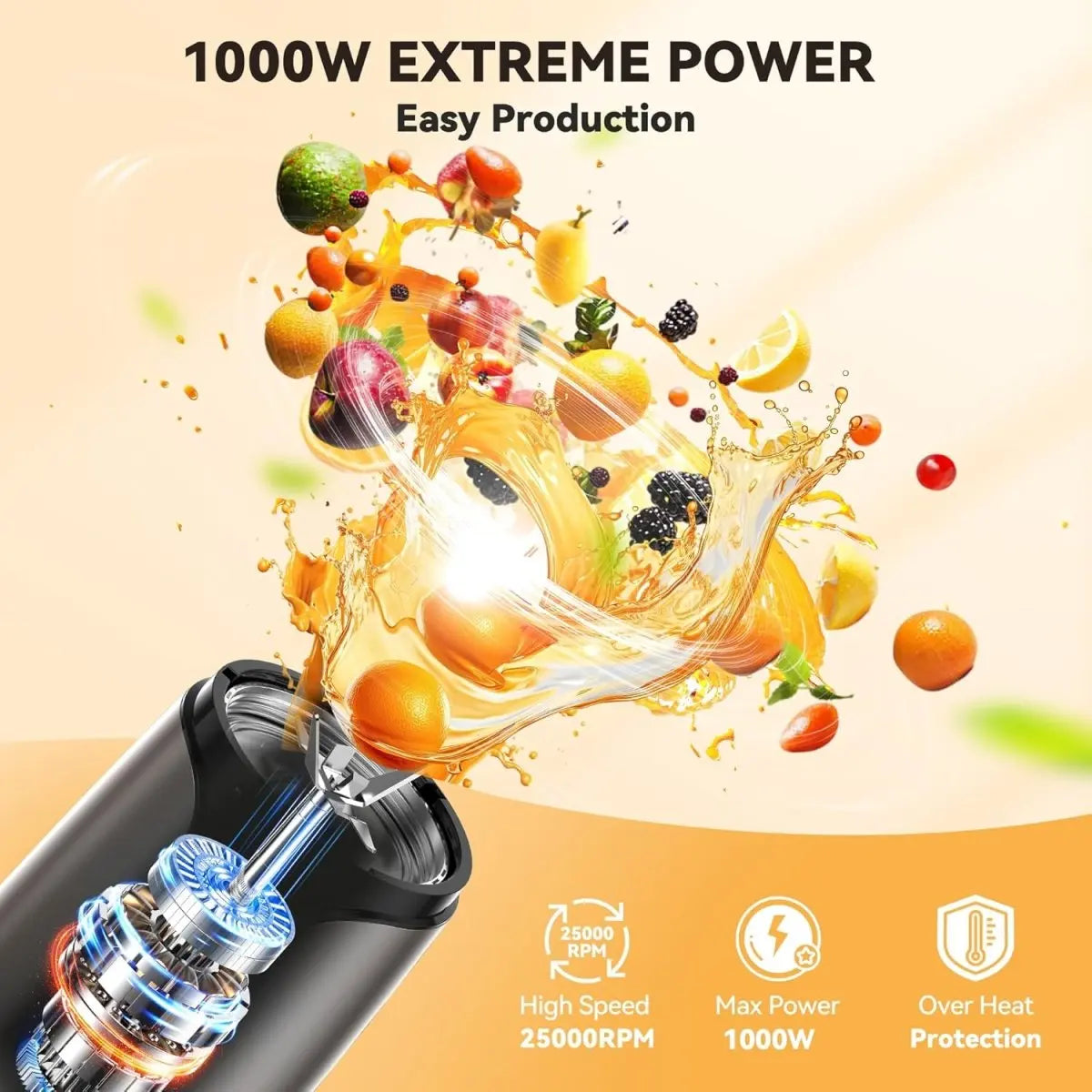 TECKNET 1000W Bullet Blender with 2 BPA-Free Cup