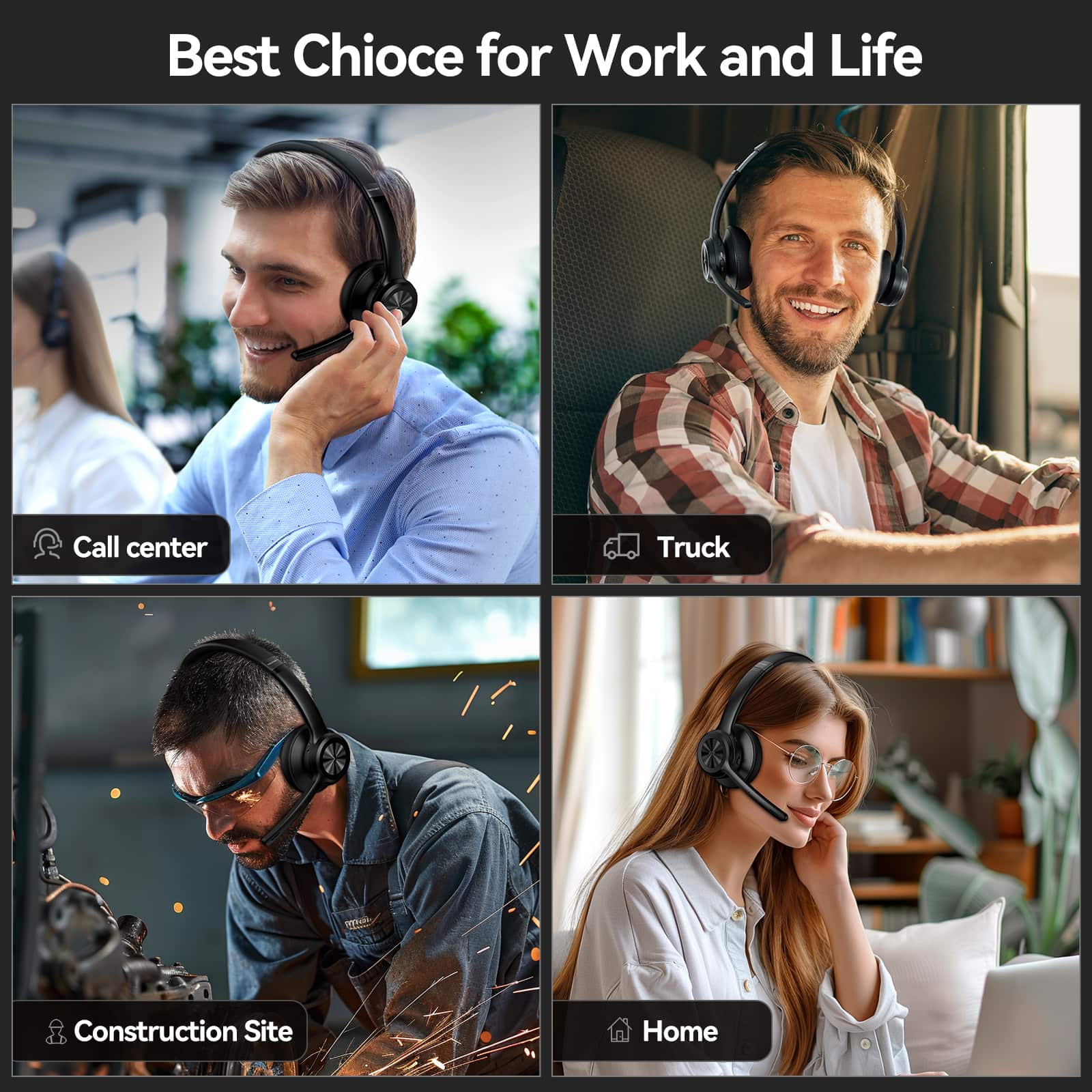 TECKNET Bluetooth V5.2 Headphones with AI Noise Cancelling Microphone