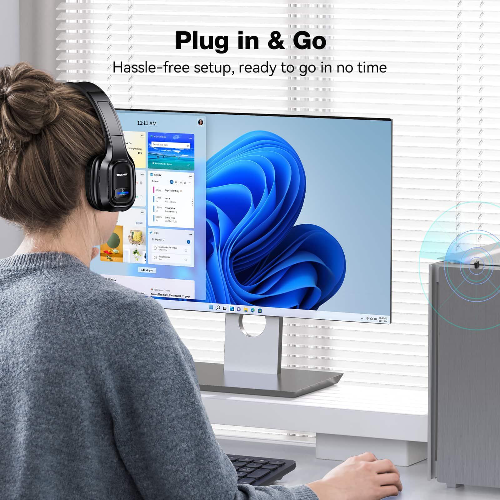 TECKNET Bluetooth Headset With Mic Noise Canceling