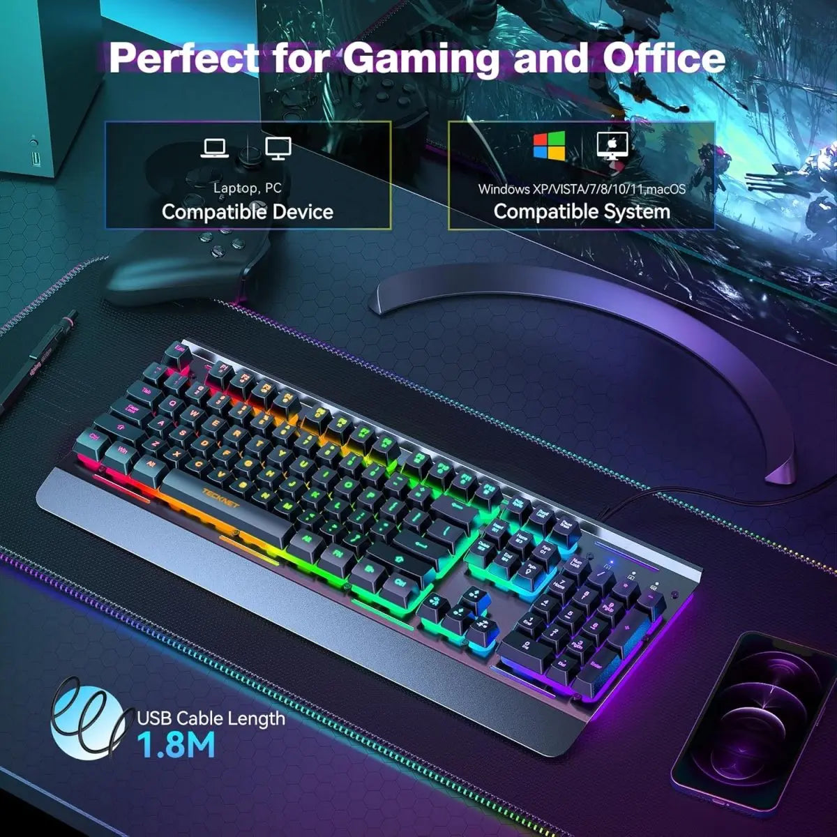 TECKNET RGB Gaming Keyboard