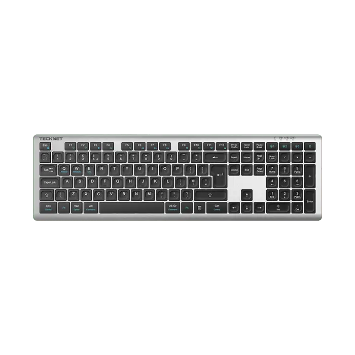 TECKNET Rechargeable Bluetooth Keyboard, 4-Device Free Switching (2.4G+BT)