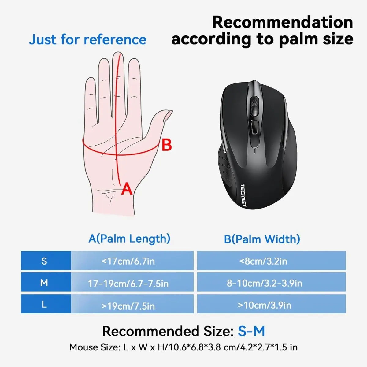 TECKNET Rechargeable Wireless Mouse, 2.4G Silent Mouse, 6 Adjustable 4800 DPI