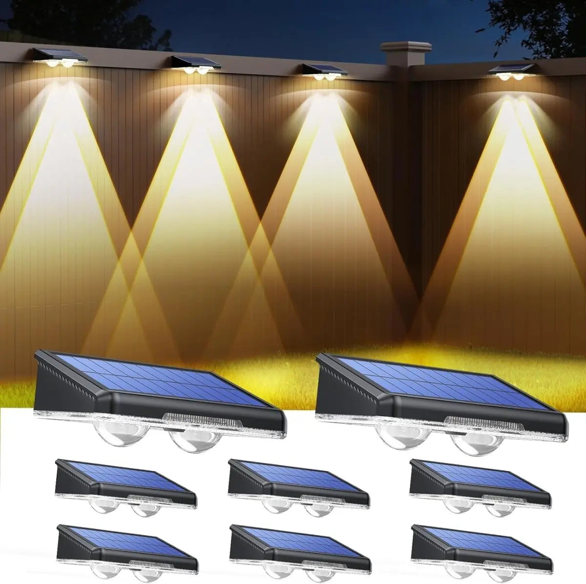 TECKNET Solar Fence Lights Outdoor 3 Modes 3500K/4500K/6500K