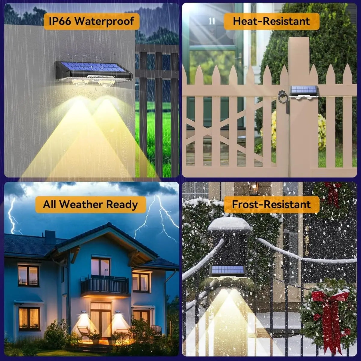 TECKNET Solar Fence Lights Outdoor 3 Modes 3500K/4500K/6500K