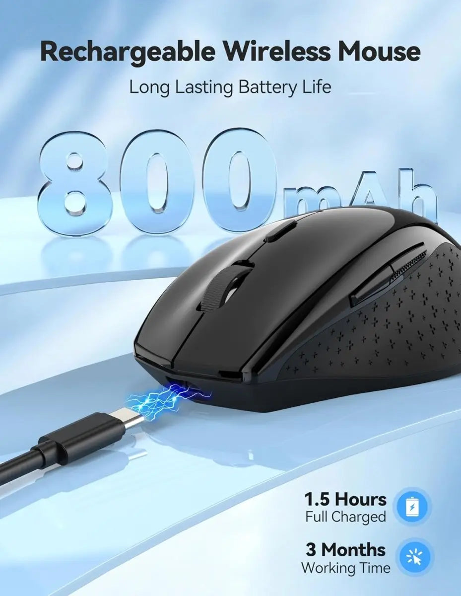 TECKNET Wireless Mouse Rechargeable, 6 Button 6400 DPI