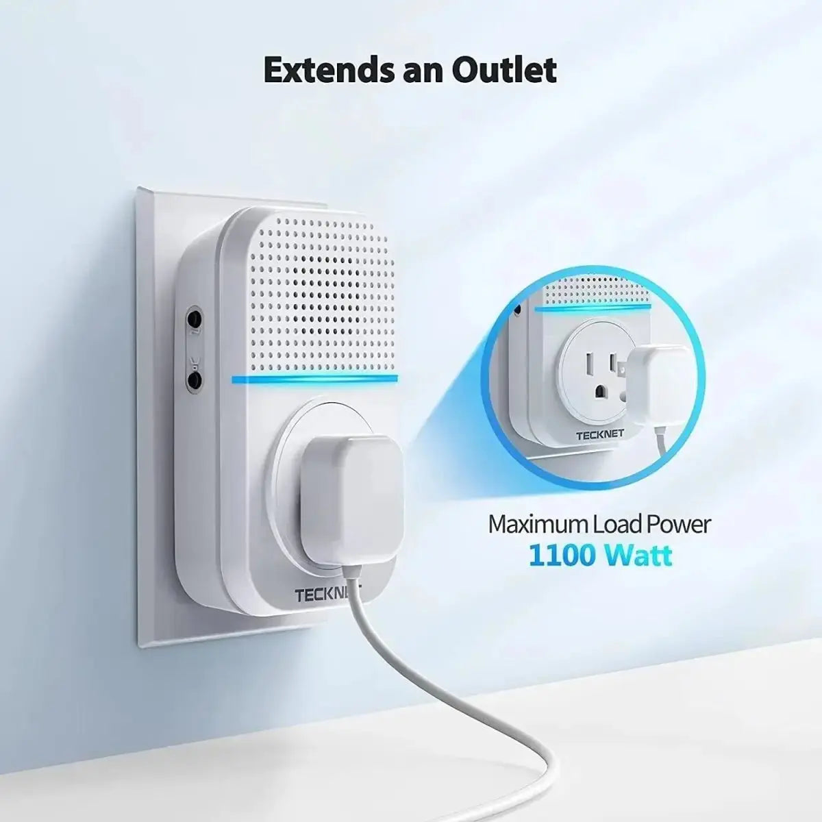 TECKNET Wireless Self-Powered Doorbell with Extra Socket
