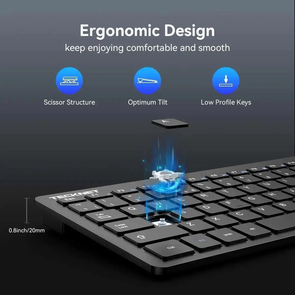 TECKNETTECKNET 2.4G Slim Silent Wireless Keyboard