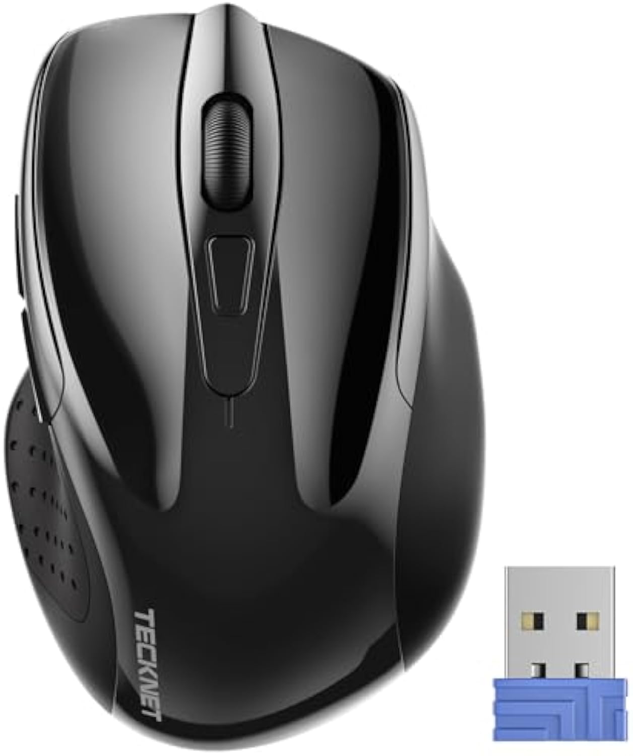 TECKNET Wireless Mouse, 2.4G Ergonomic Optical Mouse, Computer Mouse for Laptop, PC, Computer, Chromebook, Notebook, 6 Buttons, 24 Months Battery Life, 2600 DPI, 5 Adjustment Levels, for Small Hand