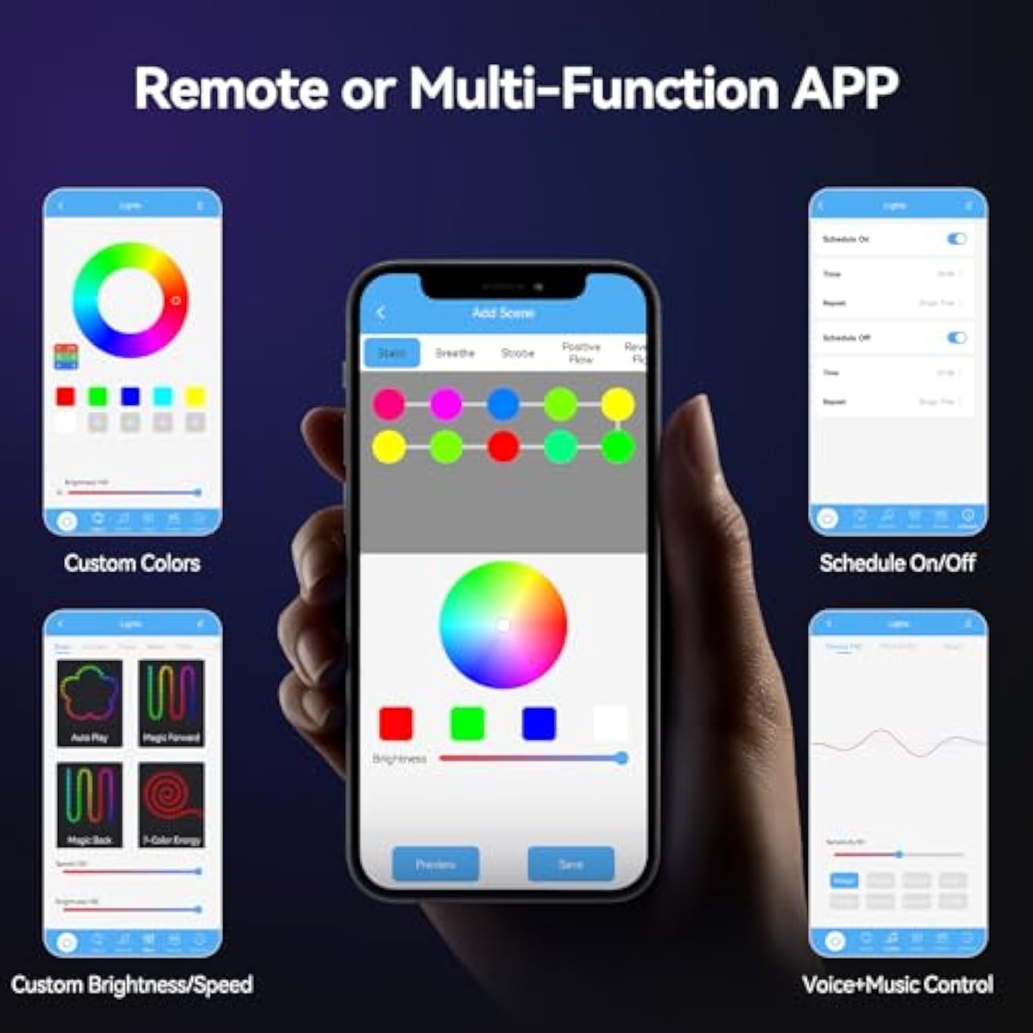 TECKNET 100FT Outdoor Smart RGBIC LED Lights – Preset/DIY Modes, Music Sync, IP67 Waterproof (Holiday/Party)