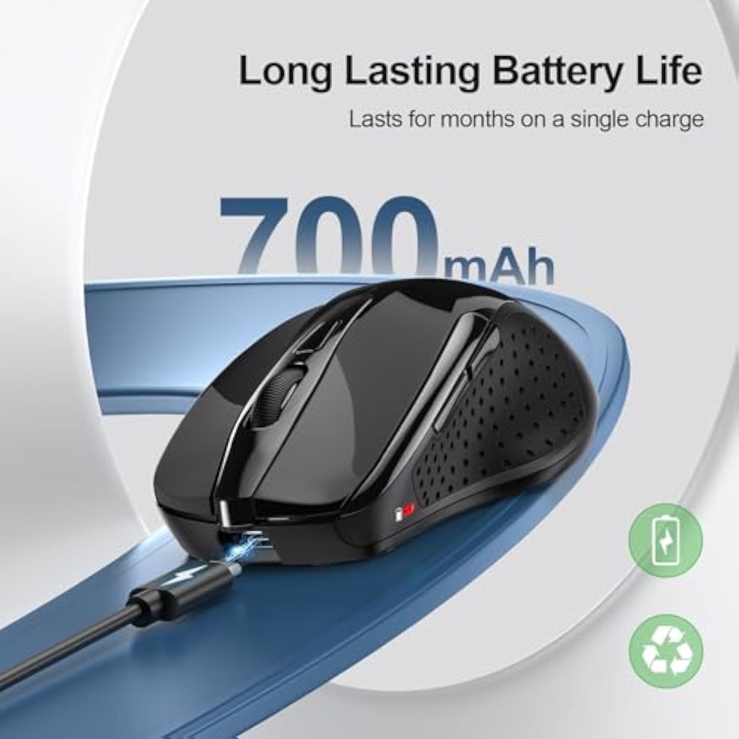 TECKNET Wireless Mouse (BT5.0/3.0 & 2.4G) Rechargeable 4800 DPI Silent USB A & Bluetooth Mouse 6 Buttons, Wide Compatibility