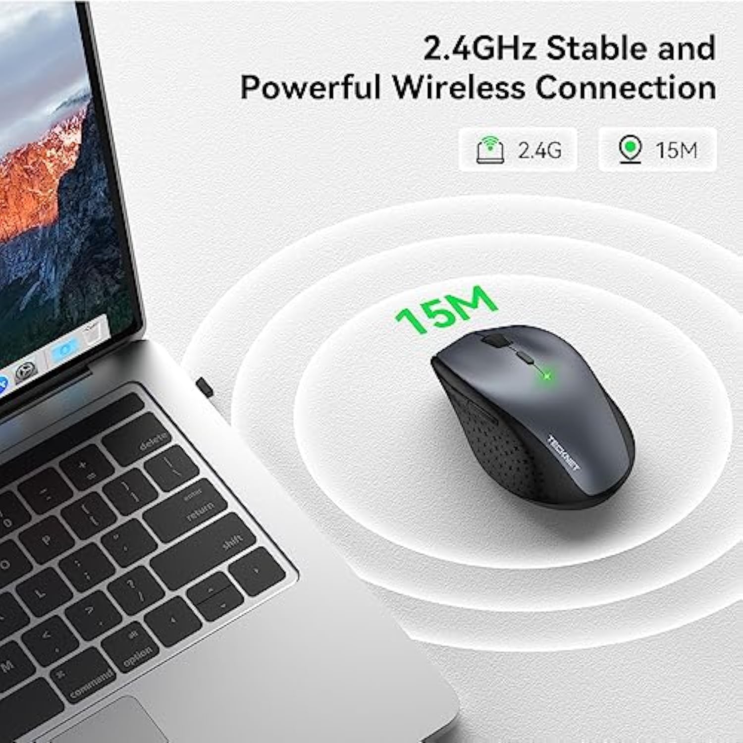 TECKNET Wireless Mouse, 2.4G USB Computer Mouse with 6-Level Adjustable 4800 DPI, Silent Quiet Click,30 Months Battery, Ergonomic Grips, 6 Buttons Portable for PC, Chromebook, Mac