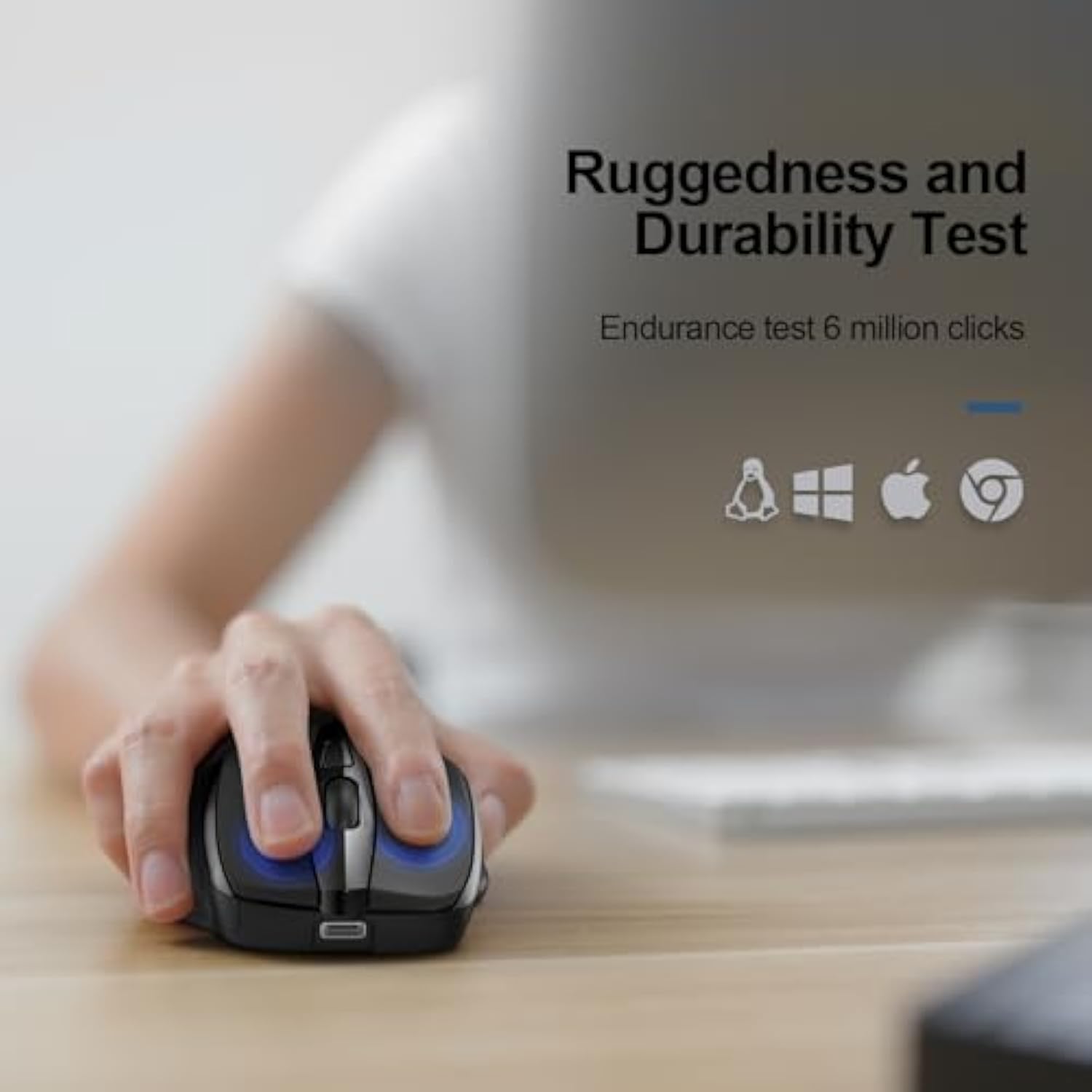 TECKNET Wireless Mouse Rechargeable, 2.4G USB-A Silent Mouse, Quiet Click, 6 Adjustable 4800 DPI, Cordless Computer Mice, Ergonomic Mice for Laptop, 6 Buttons for Chromebook, Ergo Grip