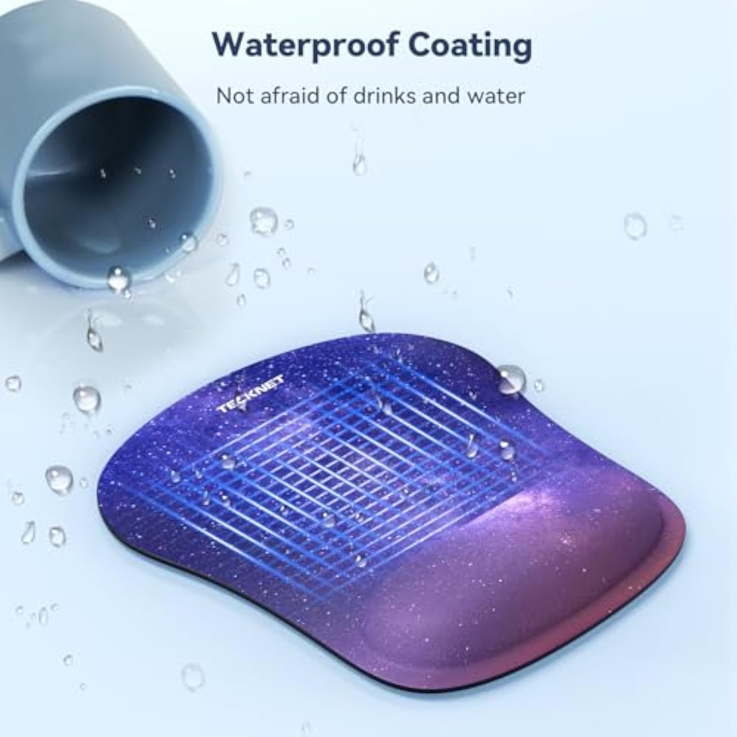 TECKNET Mouse Pad with Wrist Support, Ergonomic Gaming Mouse Pad Pain Relief, Portable Comfortable Mousepad for Computer, Laptop, Office, Home - Non-Slip Base, Waterproof Surface