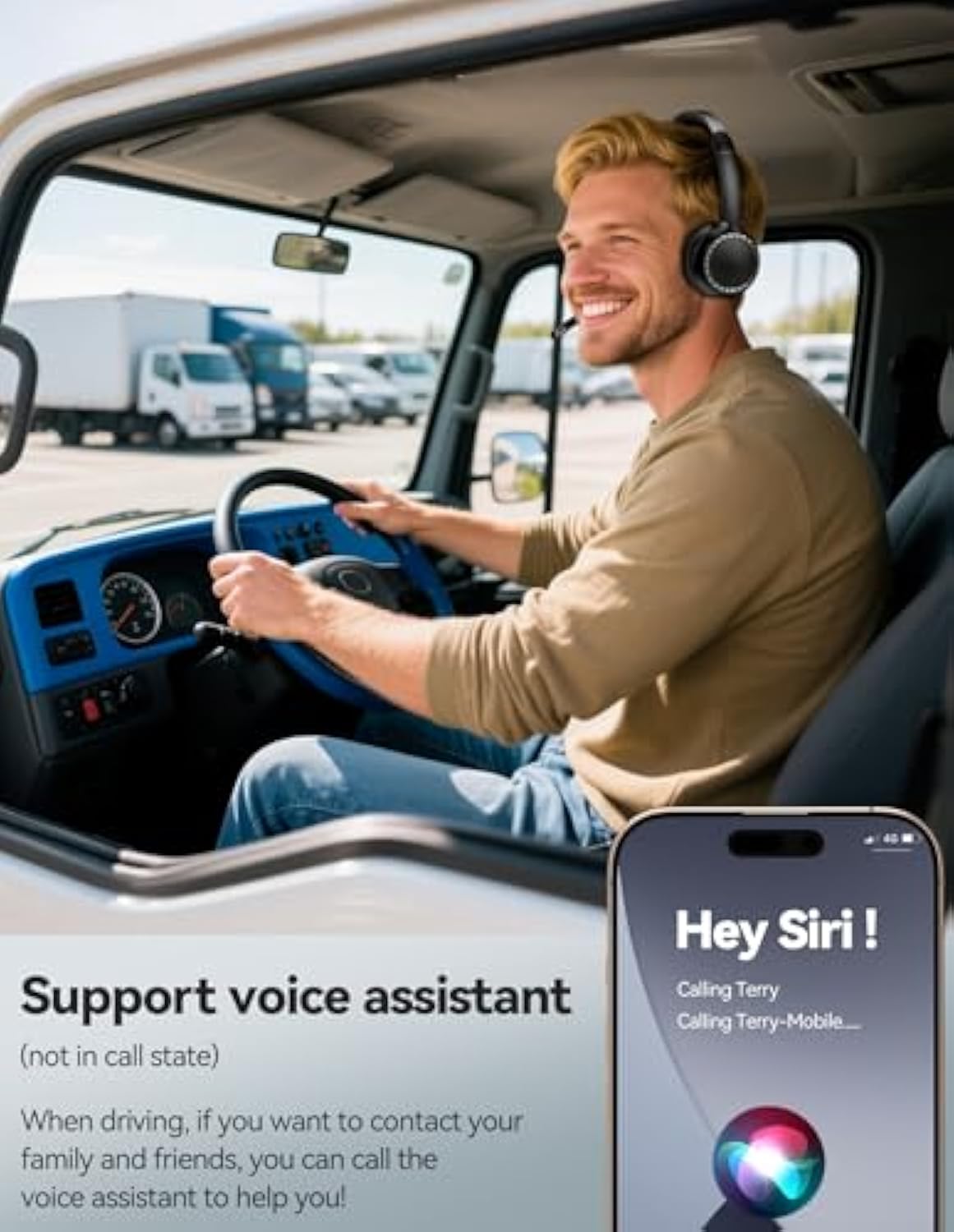 TECKNET Wireless Headset, 5.3 Bluetooth Headset with AI Noise Cancelling Mic