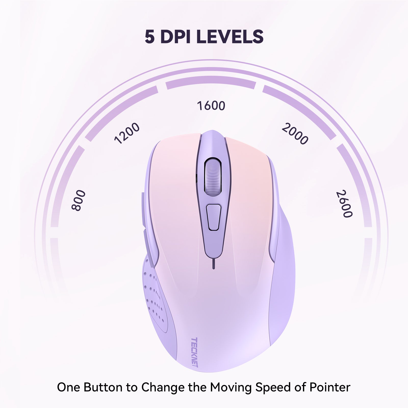 TECKNET Wireless Mouse, 2.4G Ergonomic Optical Mouse, Computer Mouse for Laptop, PC, Computer, Chromebook, Notebook, 6 Buttons, 24 Months Battery Life, 4000 DPI, 6 Adjustment Levels