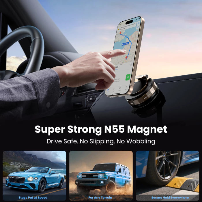 TECKNET Car Phone Holder, Vacuum Magnetic Phone Holder with Upgraded 360° Adjustable Nano Gel Suction Cup, MagSafe Car Mount, Cell Phone Car Mount for Car, Gym & Kitchen, for iPhone/Android