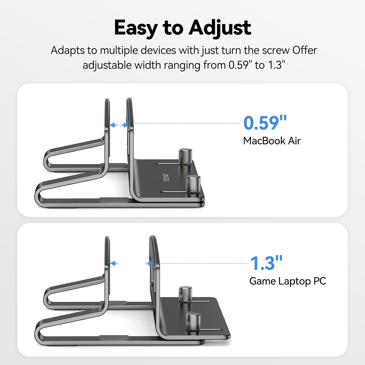 TECKNET Vertical Laptop Stand, Adjustable Aluminum Laptop Stand (Fits Up to 17.3")