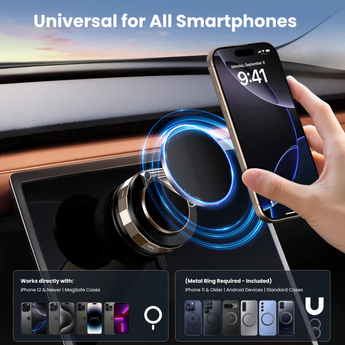 TECKNET Car Phone Holder, Vacuum Magnetic Phone Holder with Upgraded 360° Adjustable Nano Gel Suction Cup, MagSafe Car Mount, Cell Phone Car Mount for Car, Gym & Kitchen, for iPhone/Android