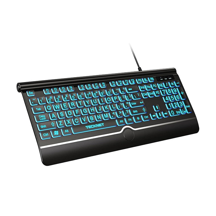 TECKNET Large Print Backlit Keyboard, Wired