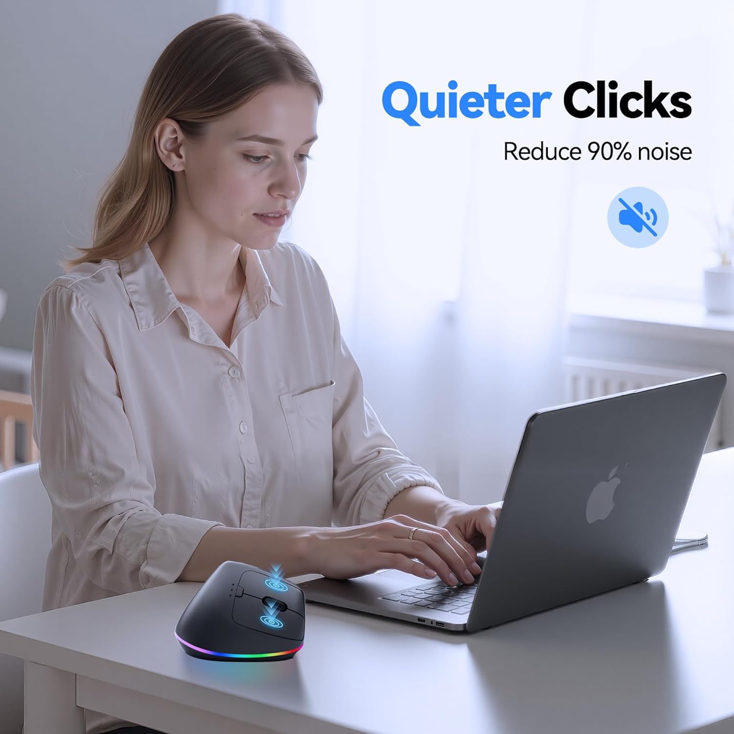 TECKNET RGB Wireless Ergonomic Mouse Rechargeable