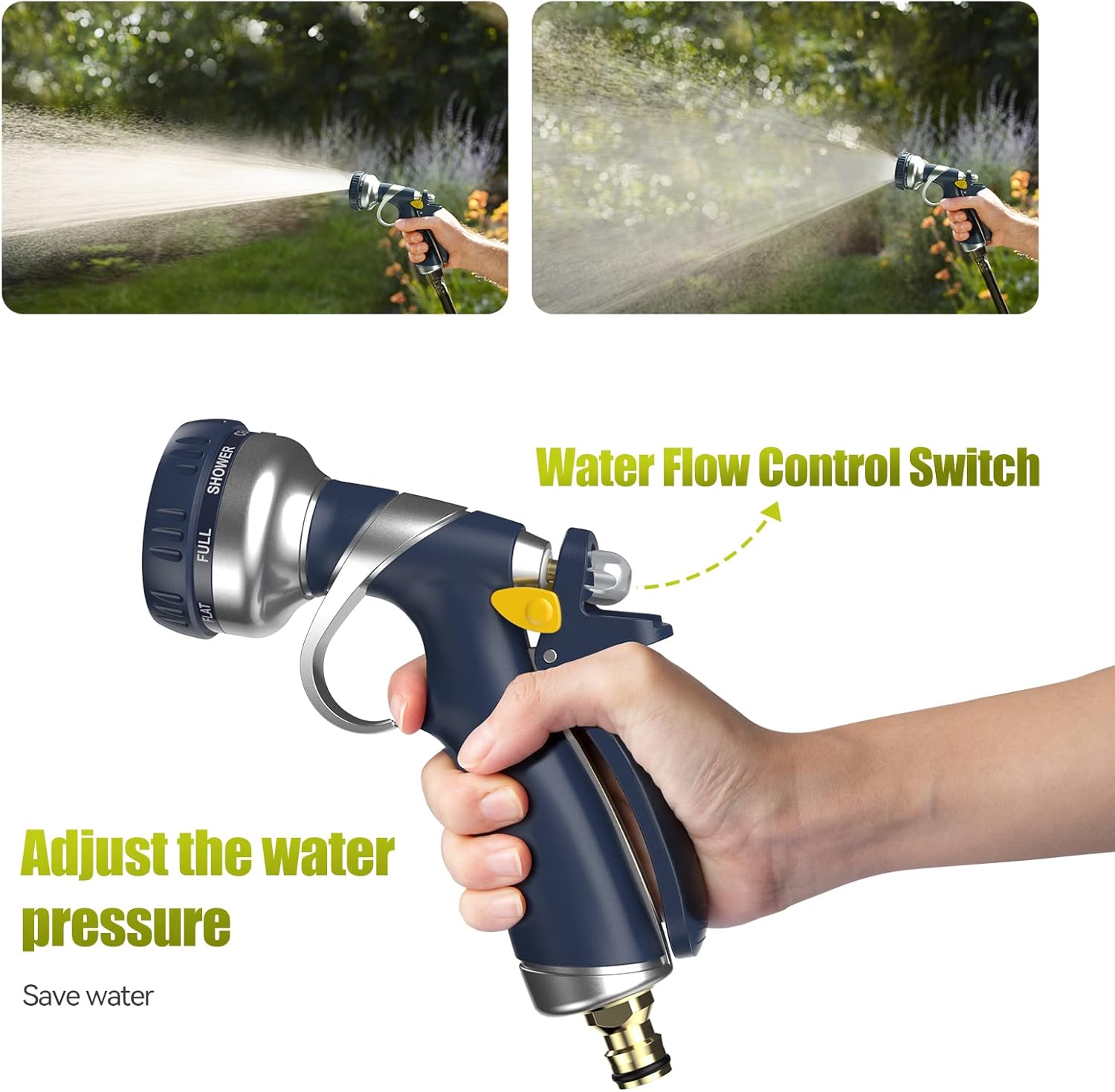 Tecknet Basics Hose Pipe Spray Gun with 8 Adjustable Patterns, 100% Heavy Duty Metal, Equipped with Premium Hose Nozzles
