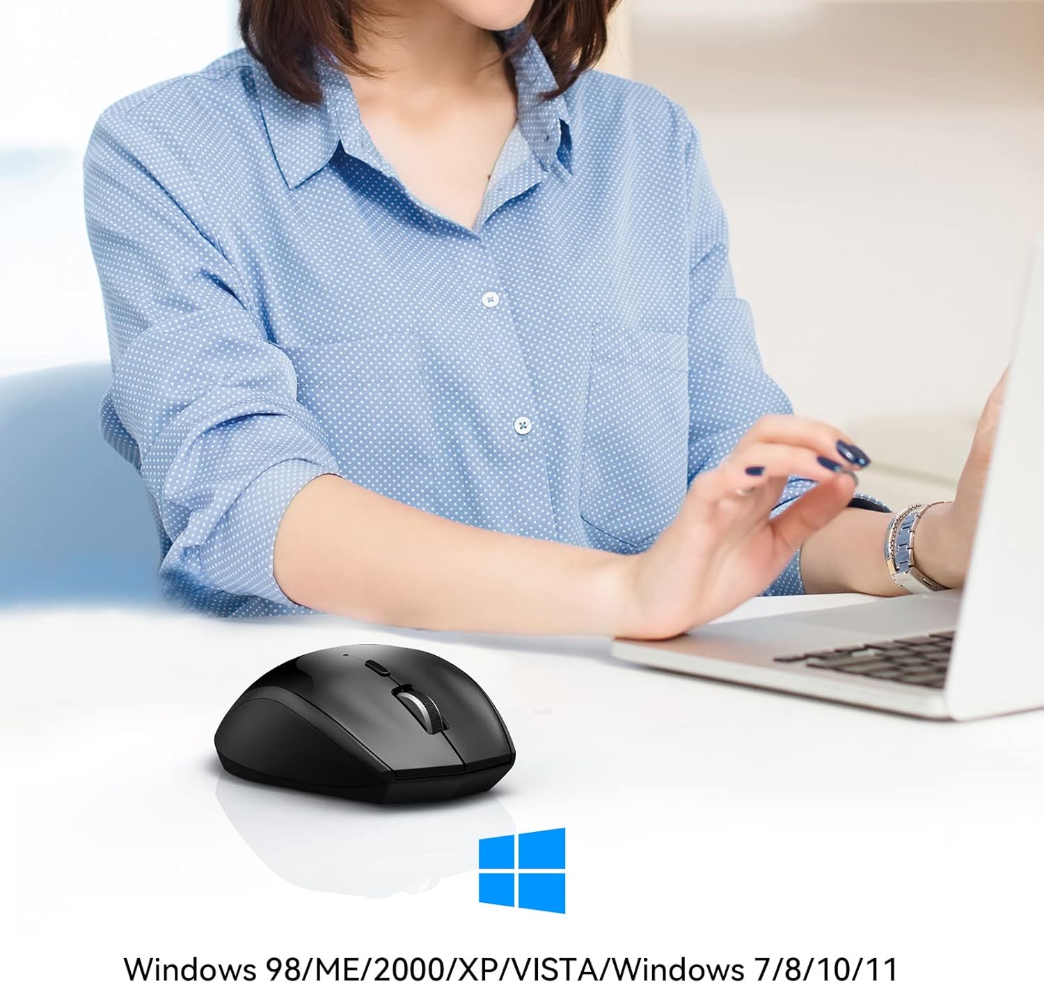 TECKNET Bluetooth Mouse, 4800 DPI Wireless Mouse, 2-Year Battery 6 Adjustable DPI, 6 Buttons Compatible with Laptop/Windows/Computer