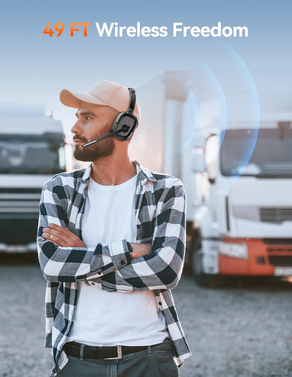 TECKNET Wireless Bluetooth Headset V6.0 with AI Noise-Cancelling Microphone