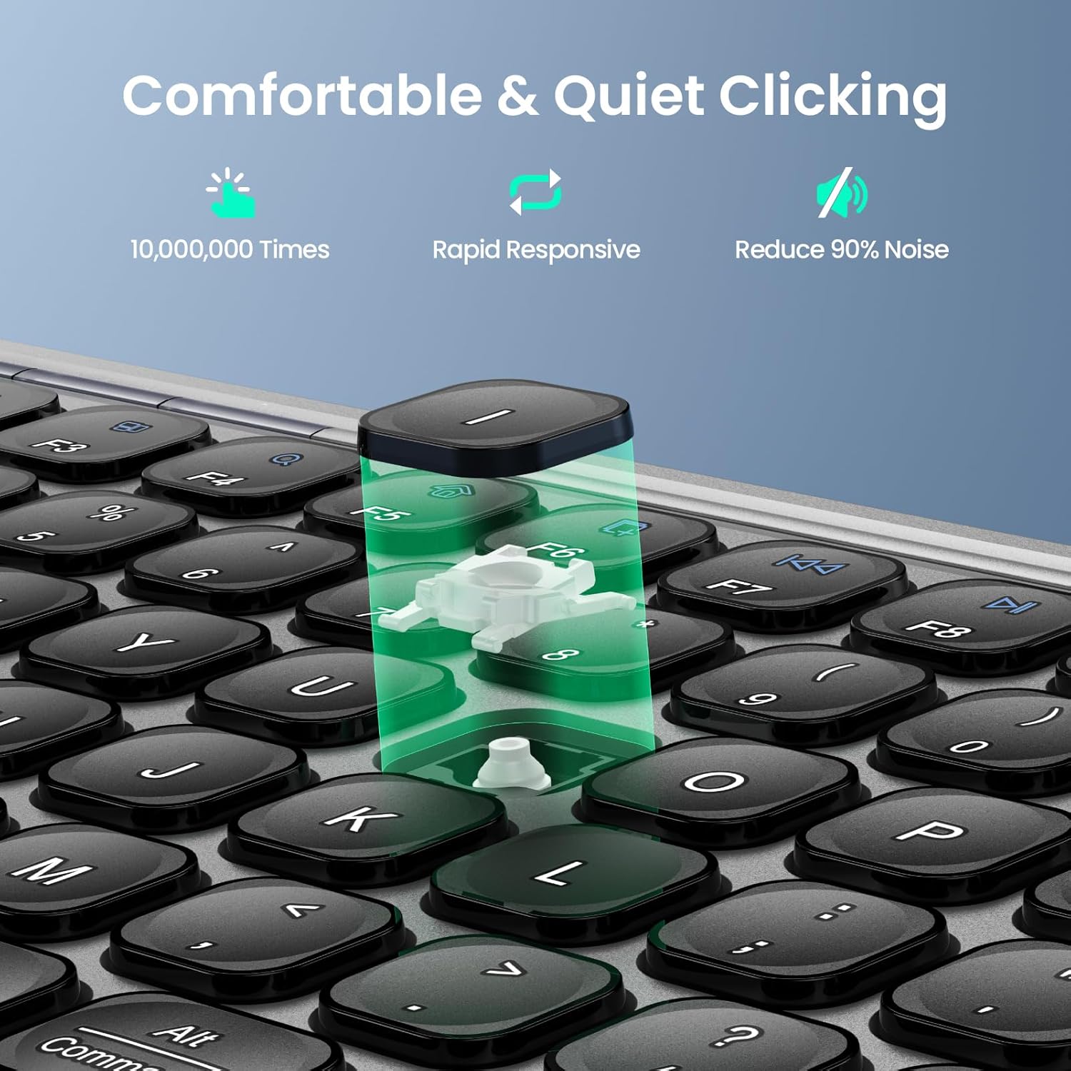 TECKNET Wireless Bluetooth Keyboard, Slim Rechargeable Keyboard (2.4G+BT 5.0)