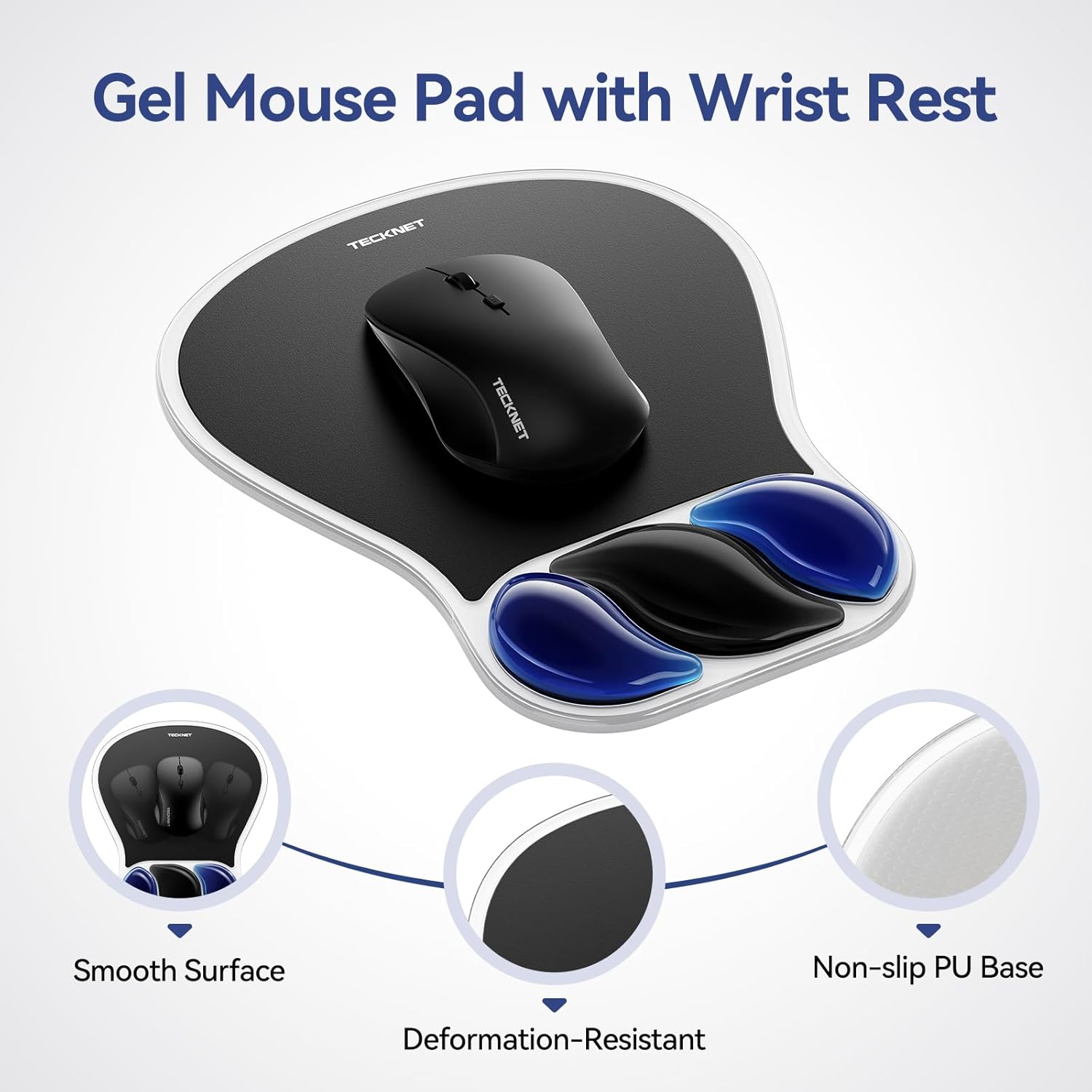 TECKNET Gel Mouse Pad with Wrist Rest