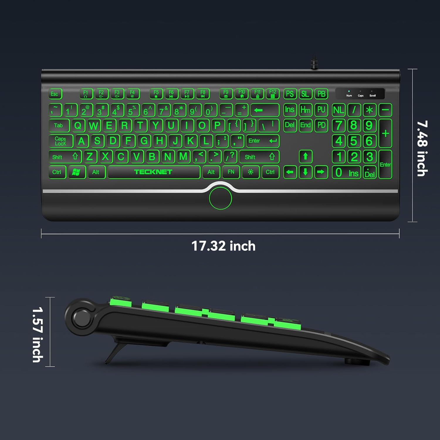 TECKNET Large Print Backlit Keyboard, Wired