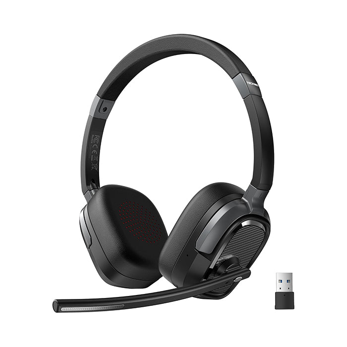 TECKNET Wireless Bluetooth Headset V6.0 with AI Noise-Cancelling Microphone