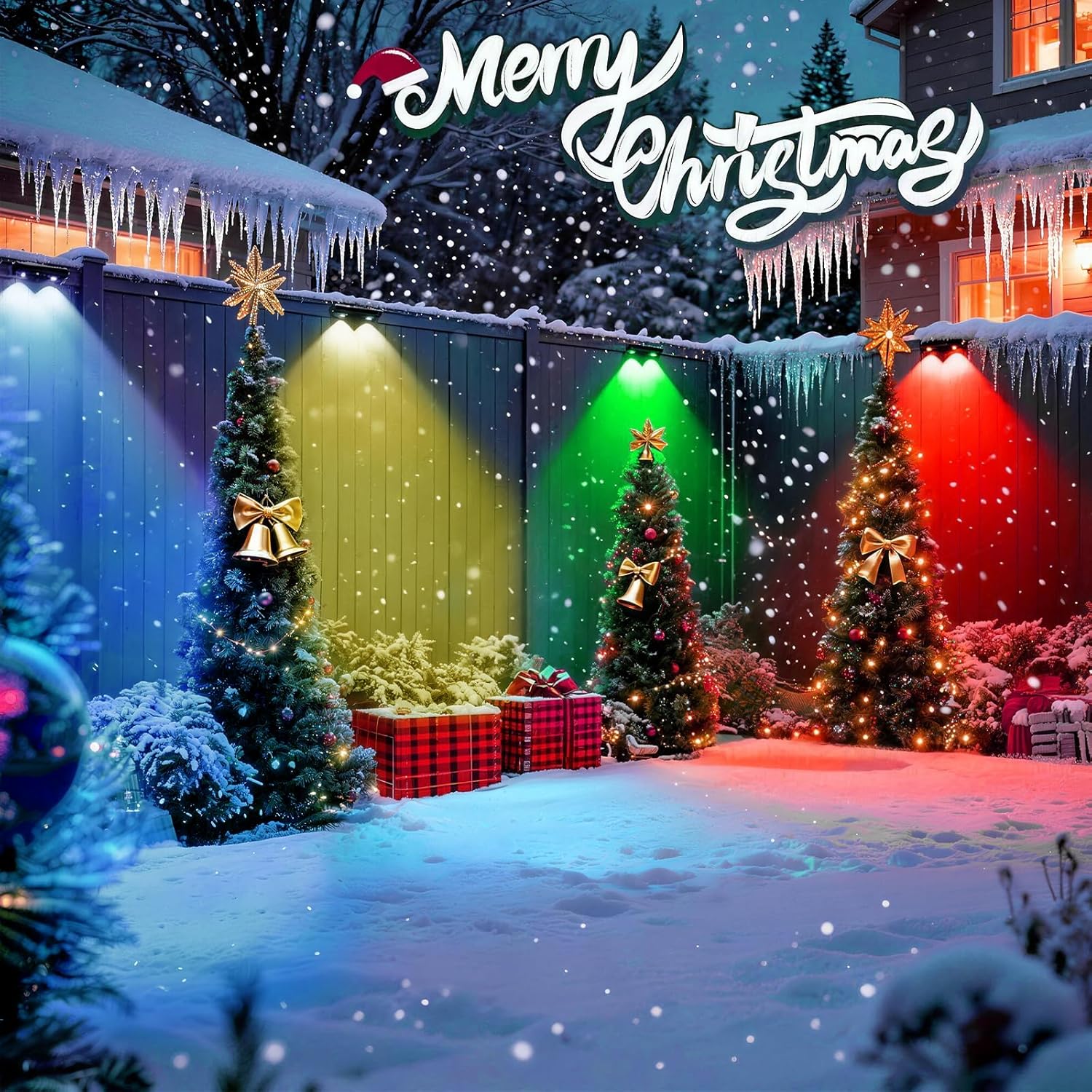 TECKNET Solar Fence Lights Outdoor