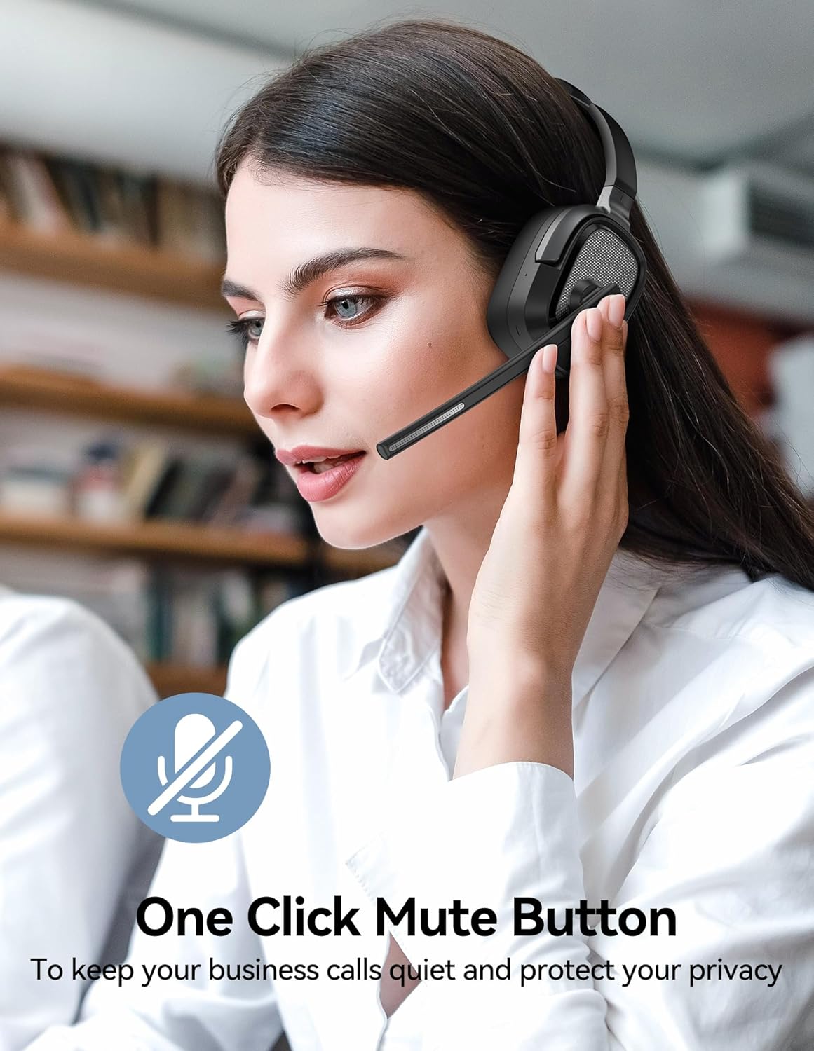 TECKNET Wireless Bluetooth Headset V6.0 with AI Noise-Cancelling Microphone