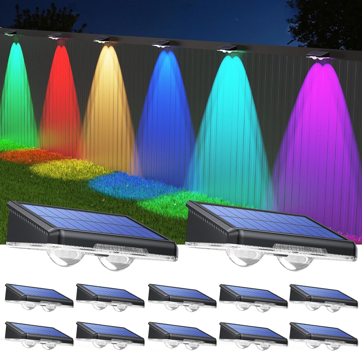 TECKNET Solar Fence Lights Outdoor