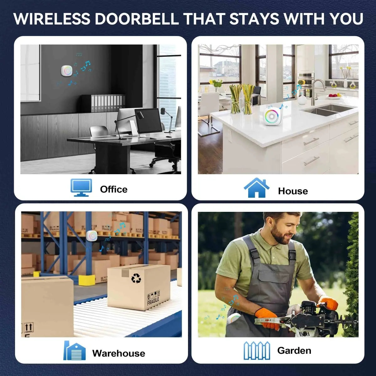 TECKNET  Battery Powered Wireless Doorbell With RGB Light