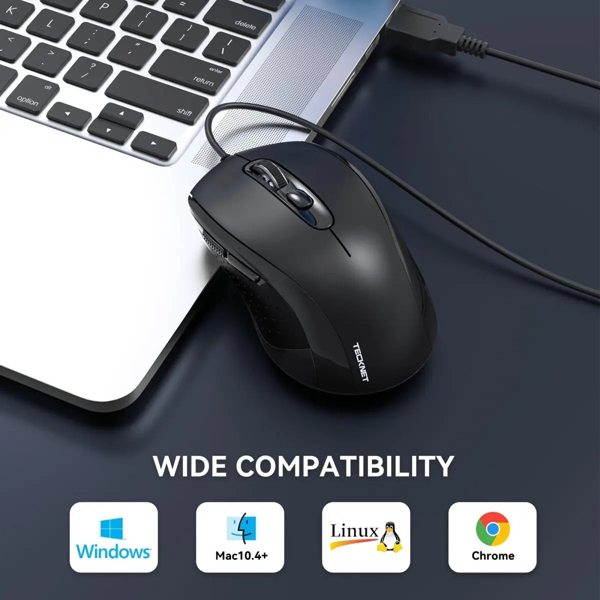 TECKNET Ergonomic 3600 DPI USB Wired Mouse